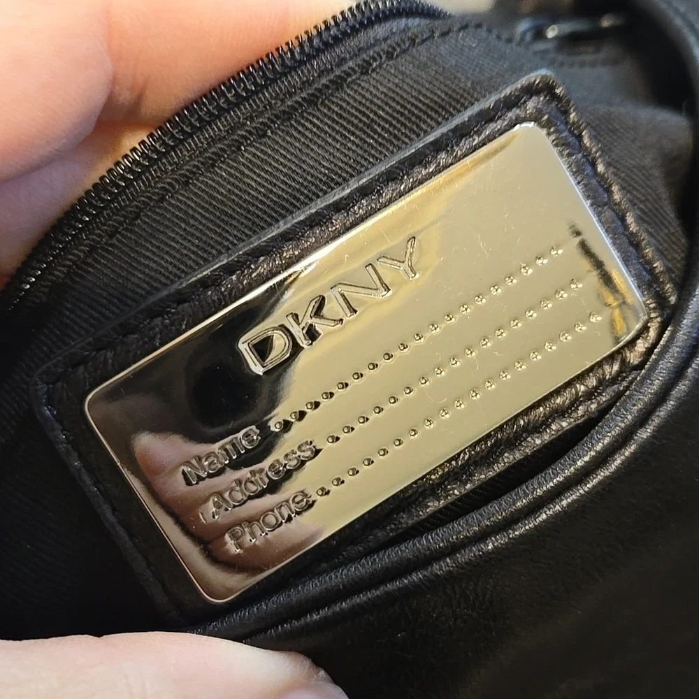 DKNY Women Black Shoulder Bag with Bow Accents Leather Mini